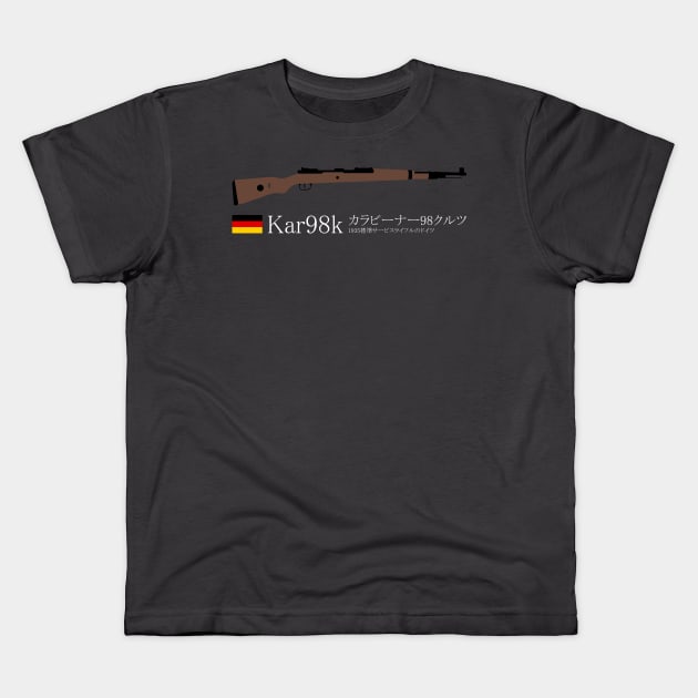 Kar98k Karabiner 98 kurz 1935 German standard service rifle historical German weapon white in Japanese. カラビーナー98クルツ 1935標準サービスライフルのドイツ Kids T-Shirt by FOGSJ